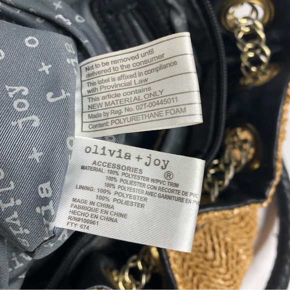 Olivia & Joy Beige Woven Black Leather Gold‎ Hardware Chain Purse - Picture 14 of 16